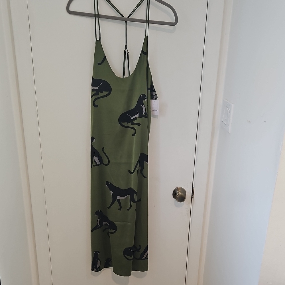 Auden Green Dress with Black Animal Print